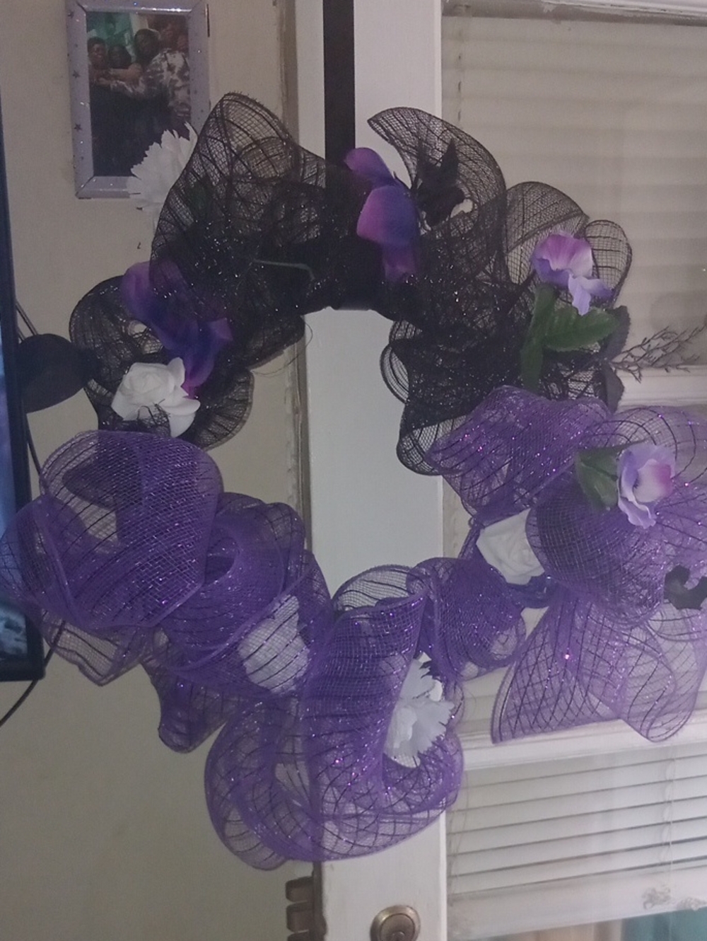 Purple and Black Decorative Floral Wreath